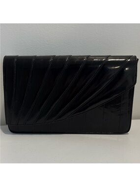 EEL SKIN purse vintage hard shell convertible purse black lined interior